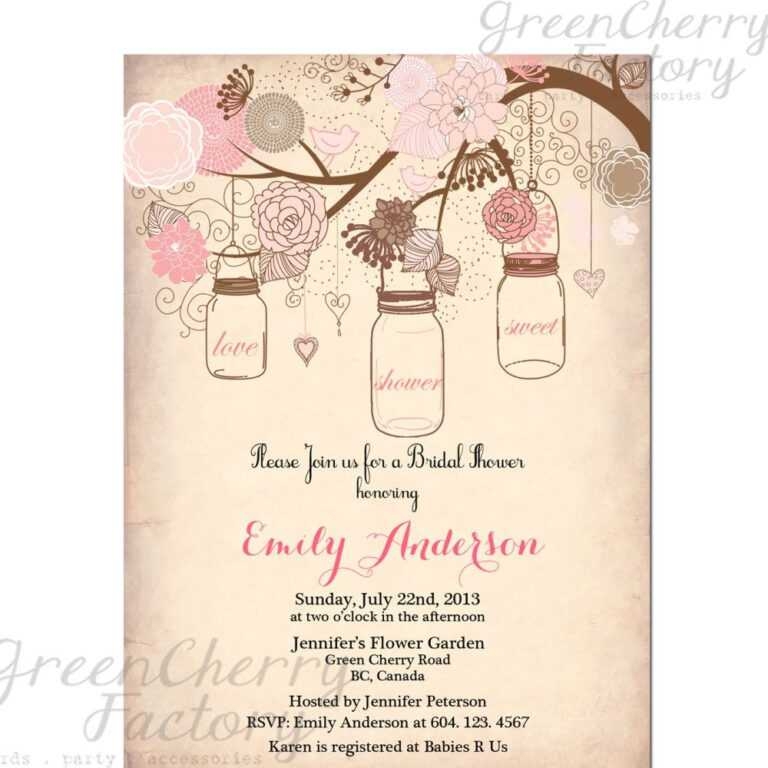 Vintage Bridal Shower Invitation Templates Free Bridal Within Blank 