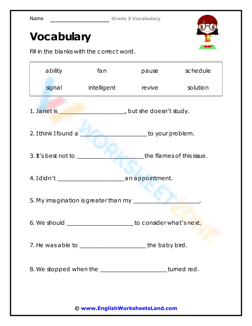 3rd grade vocabulary worksheets