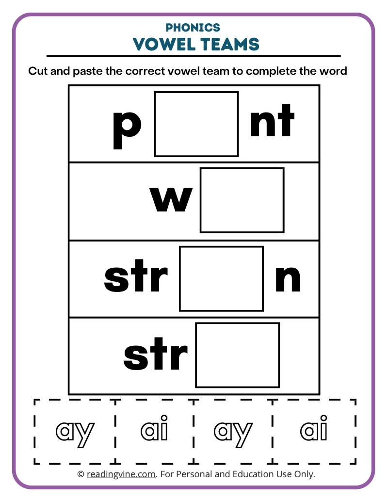 vowel worksheets