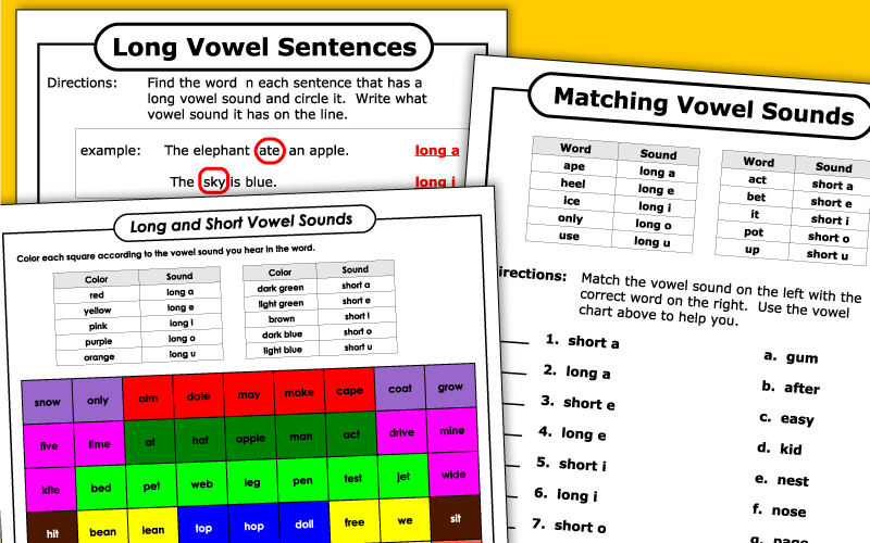 long vowels worksheets