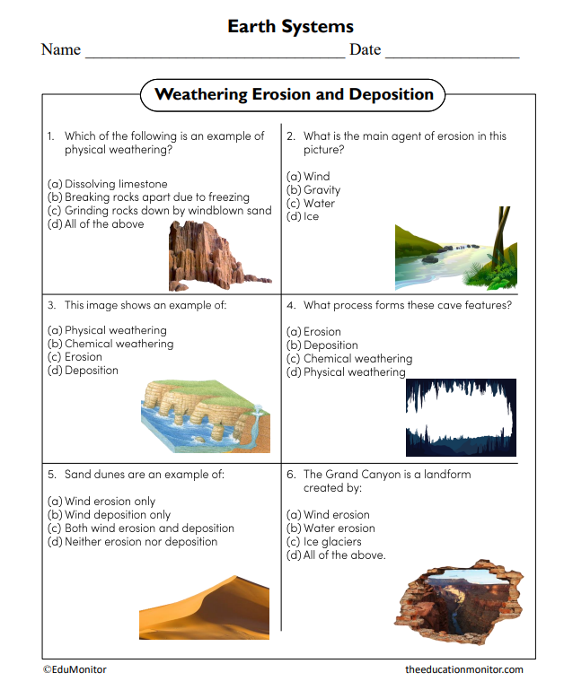 Weathering Erosion And Deposition Worksheet Live Worksheets 