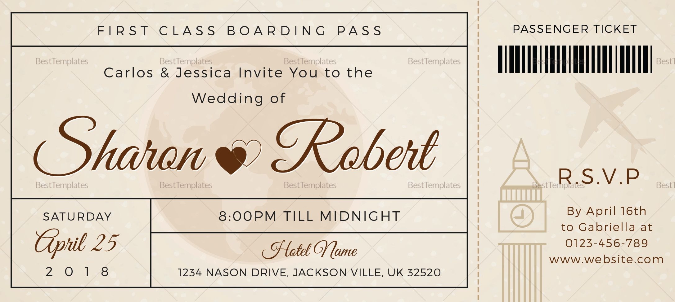 boarding ticket invitation template