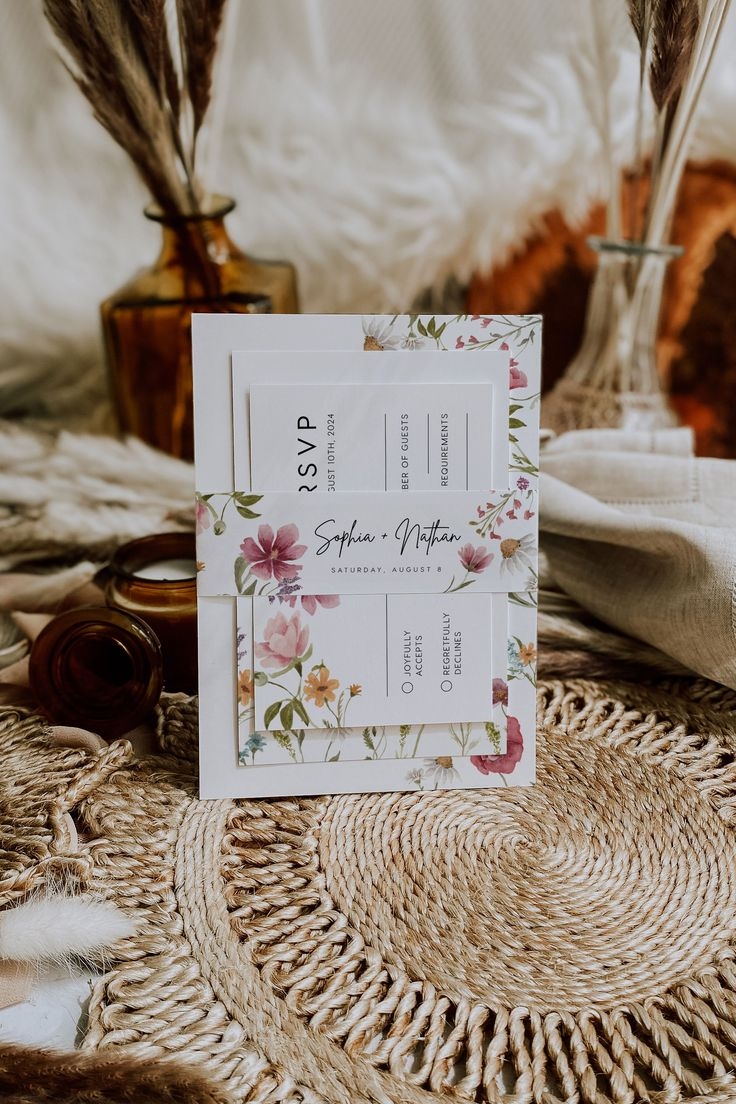 Wildflower Invitation Band Floral Invitation Belly Band Belly Band 