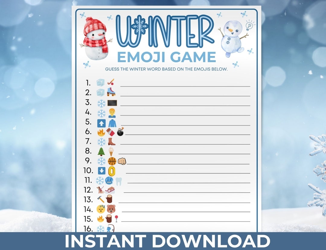 Winter Emoji Game Printable Winter Games Fun Winter Activities For 