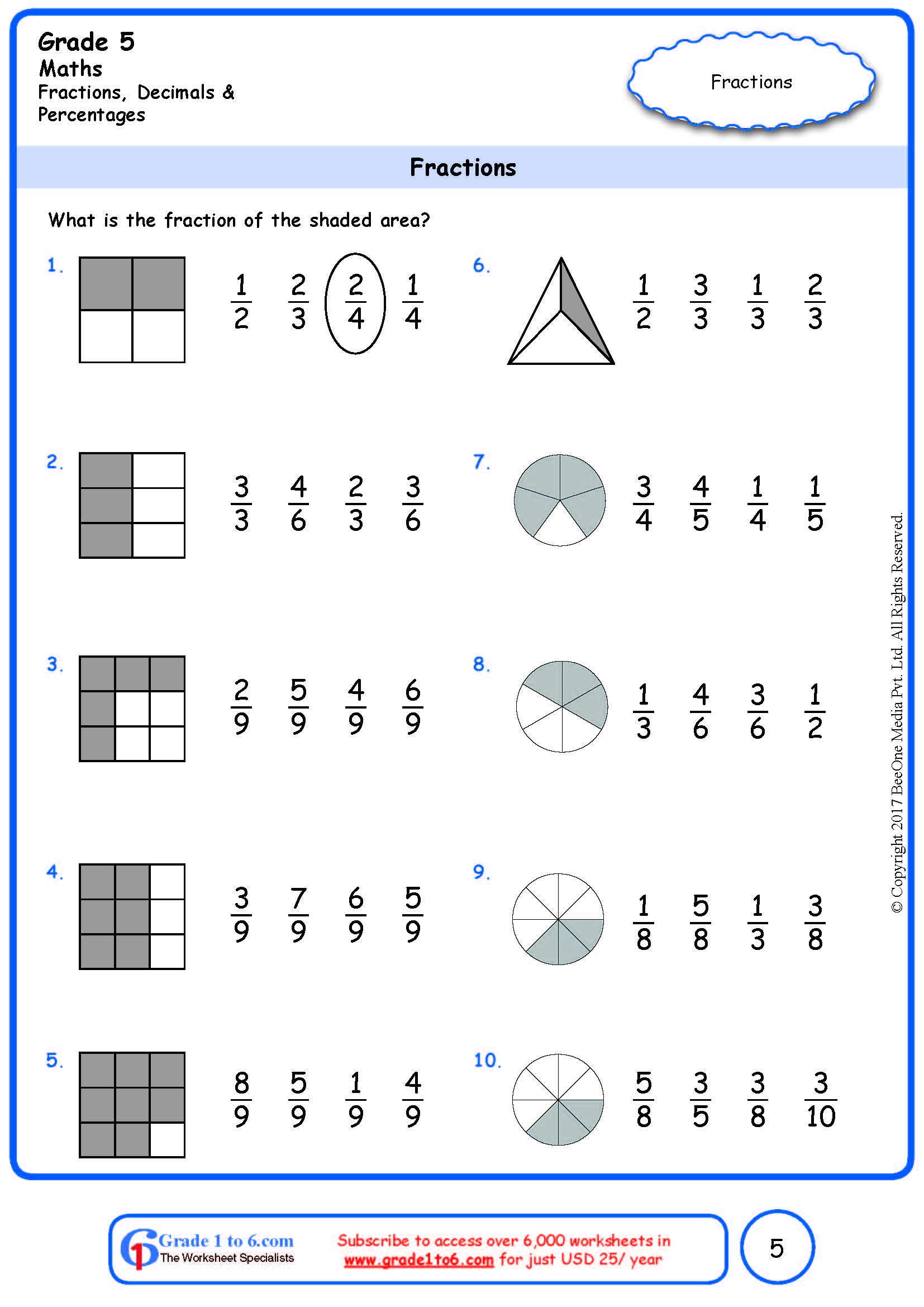 Worksheet For Fractions Grade 5 FractionsWorksheets
