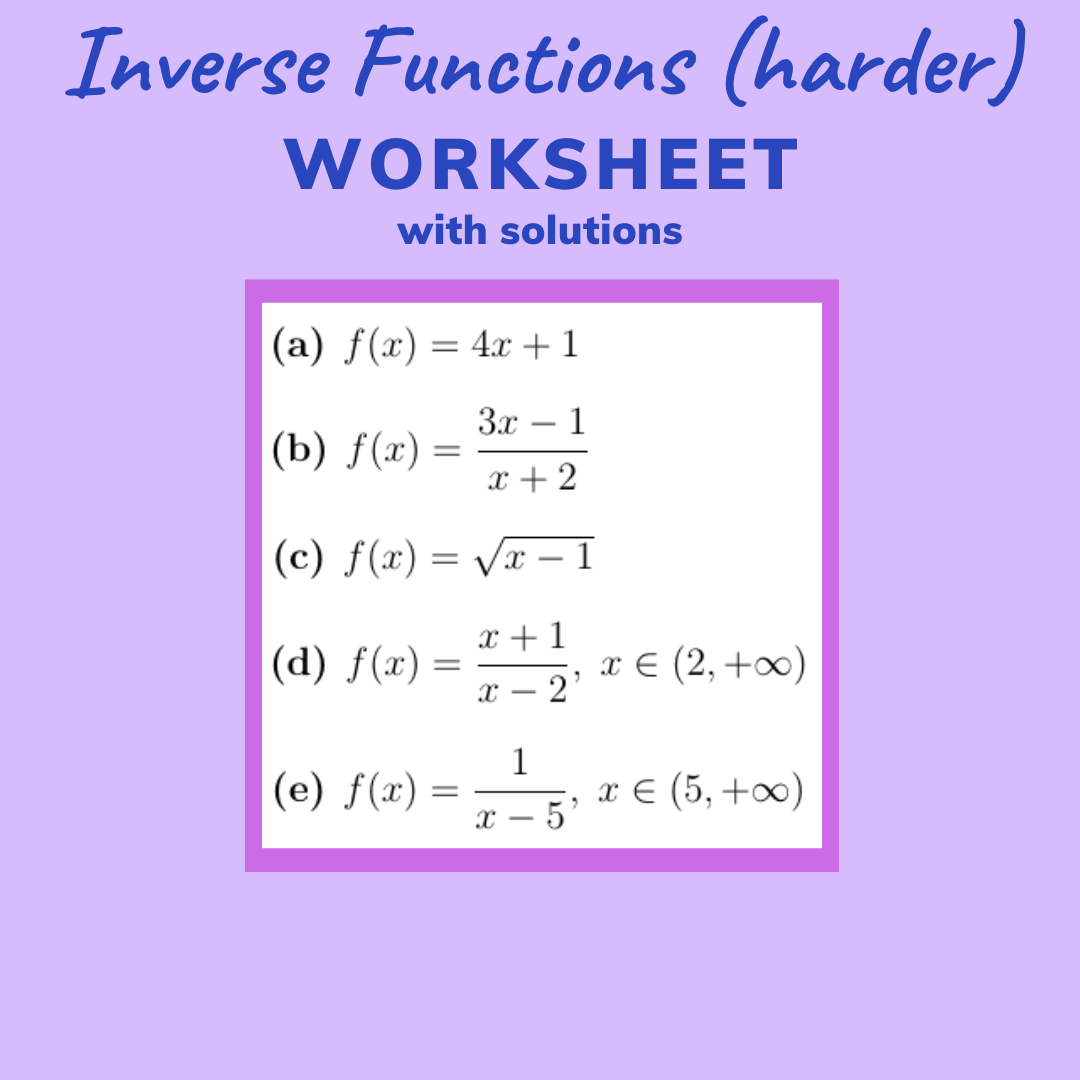 Worksheet Inverse Functions PDF Function Mathematics 