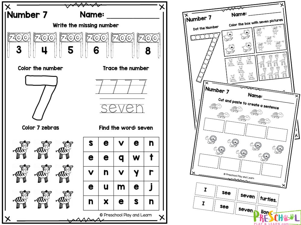 Worksheet On Number 7 Preschool Number Worksheets Number 7 