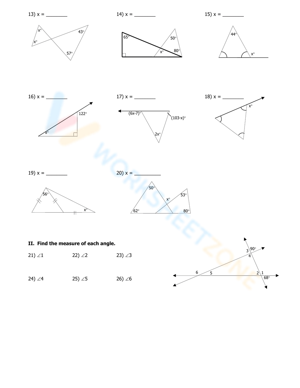 Worksheet Triangle Sum And Exterior Angle Theorem Worksheet 