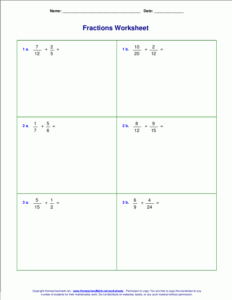Worksheets For Fraction Addition Worksheets Library