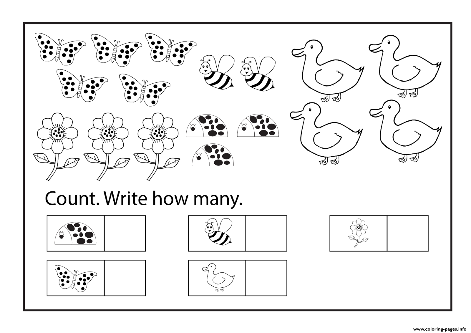 Worksheets Kindergarten Free Printable Educational Counting Coloring 