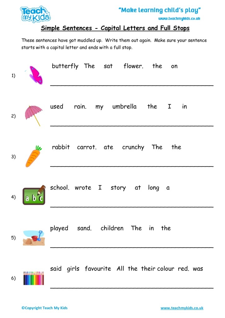 Writing Simple Sentences Year 1 Worksheets Writing Worksheets