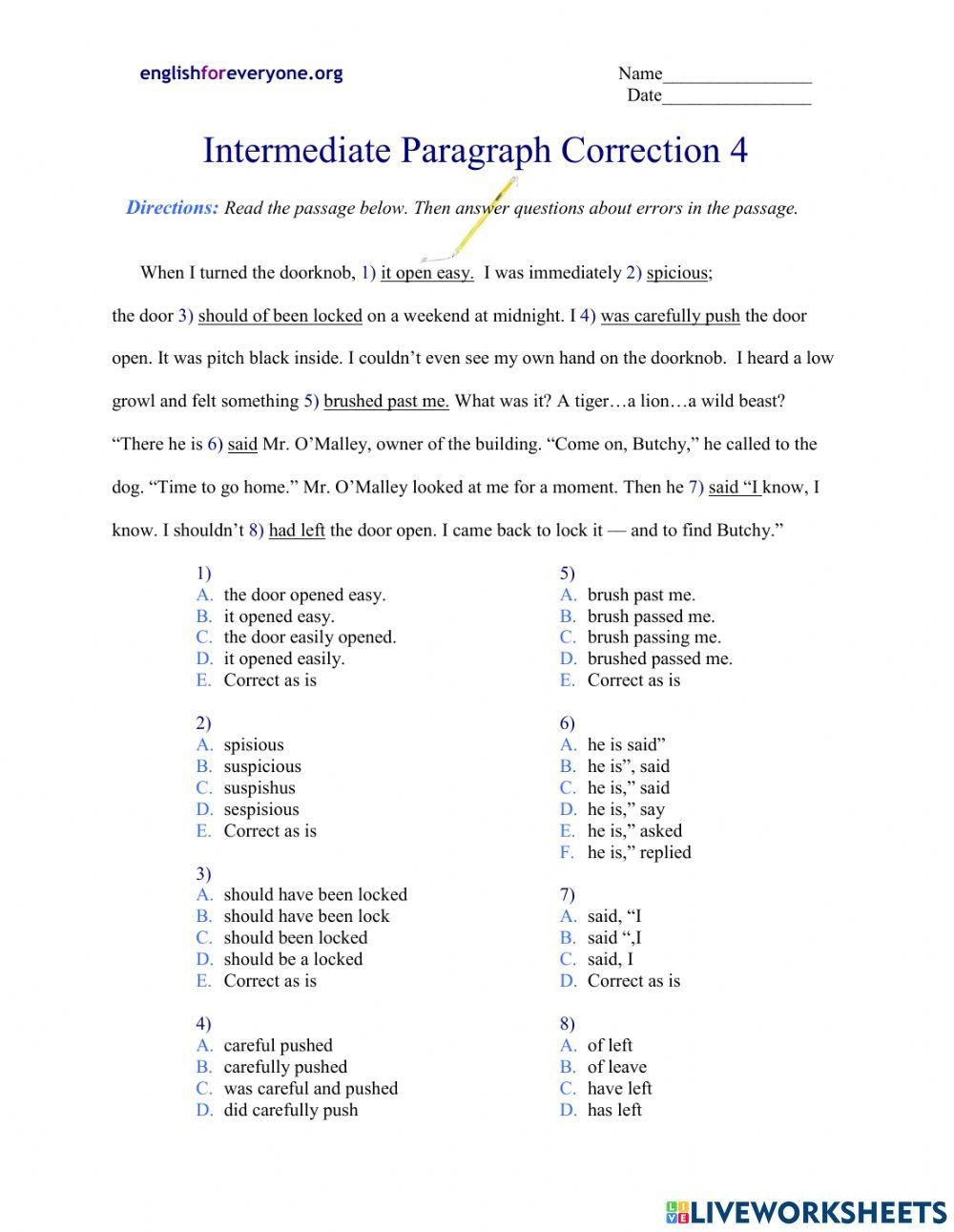 Writing Worksheets Editing Worksheets Worksheets Library
