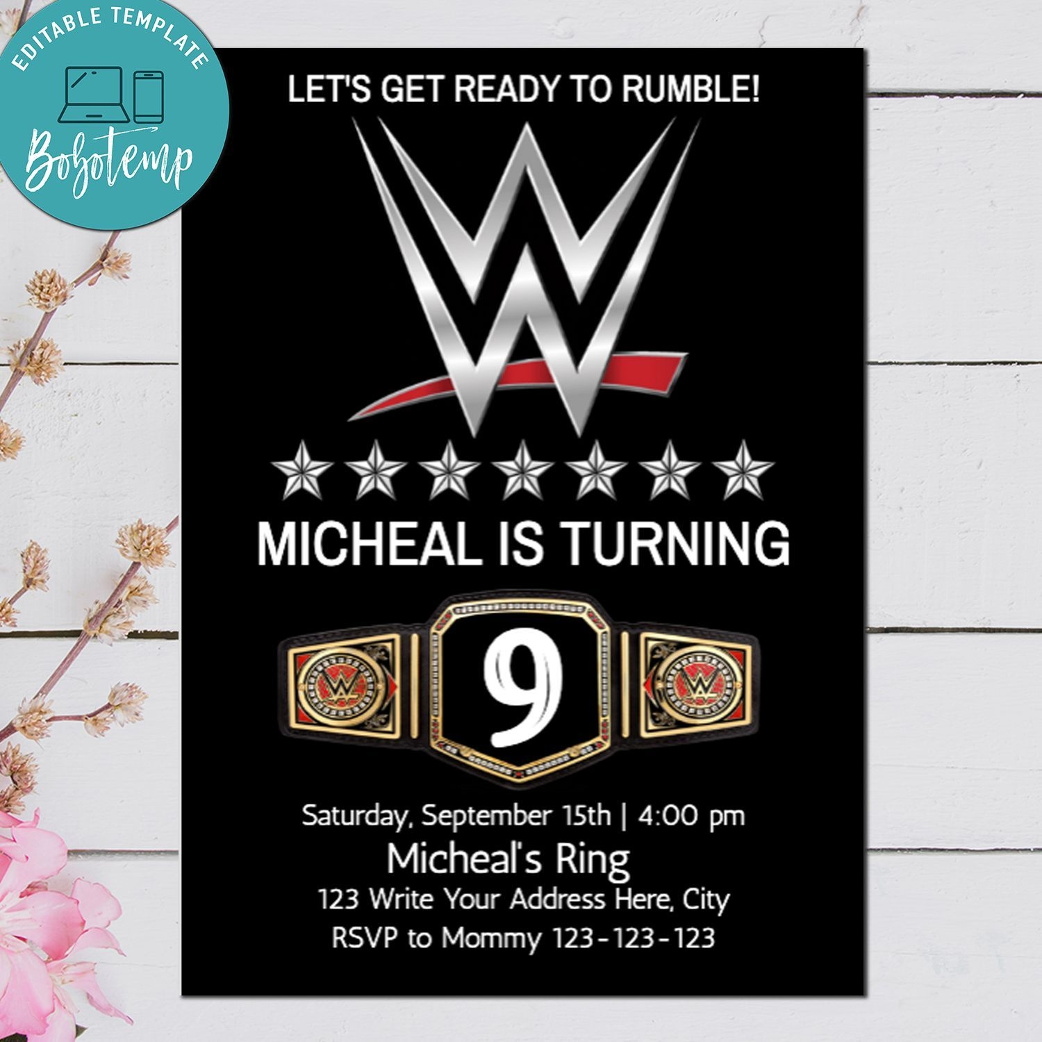 blank wwe invitation template