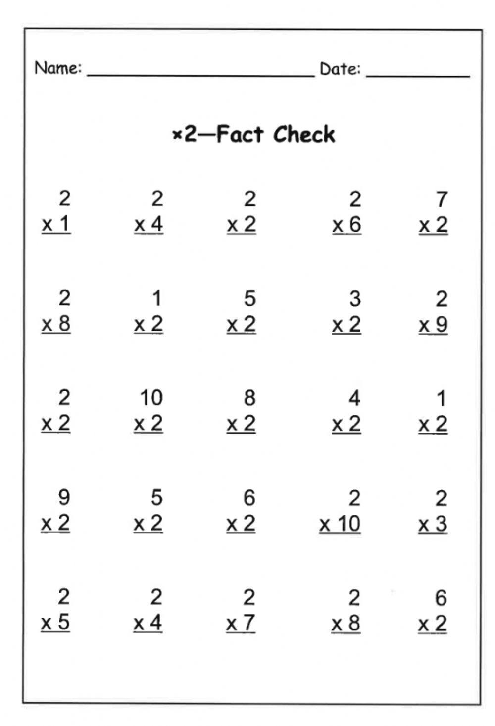 math facts worksheet