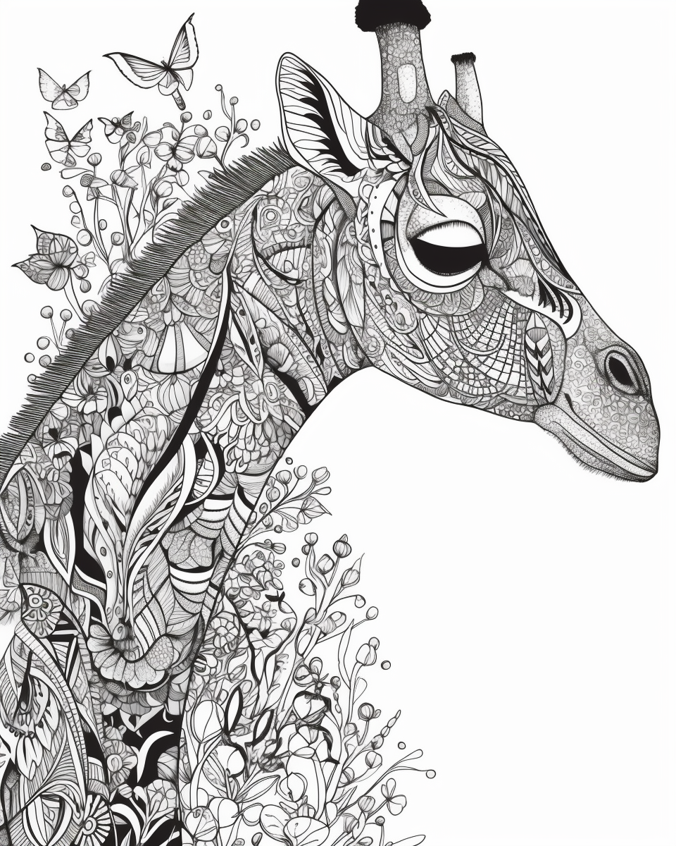 Giraffe Coloring Book Page