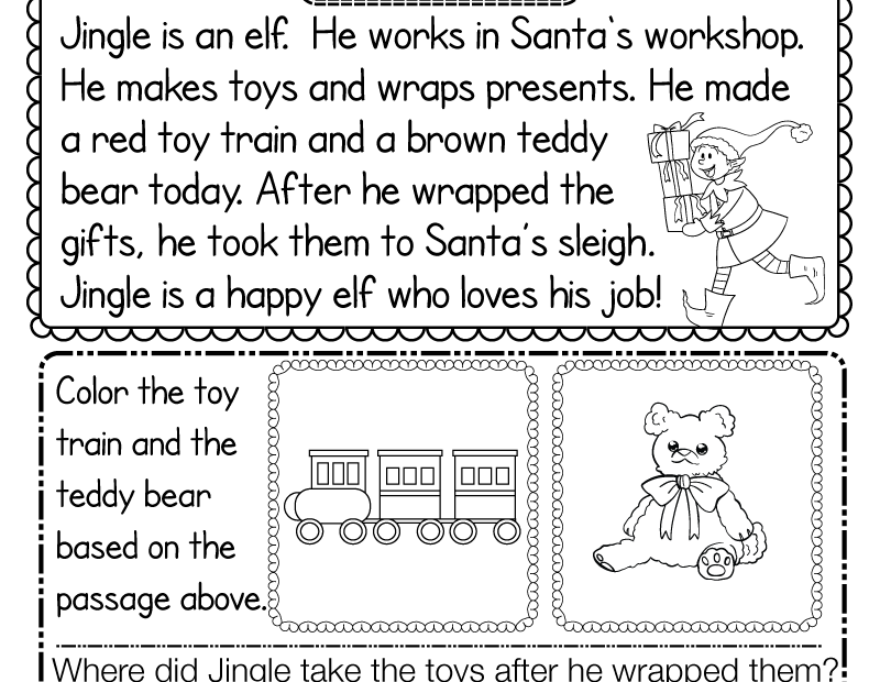 Christmas Reading Worksheet Free Printable PDF