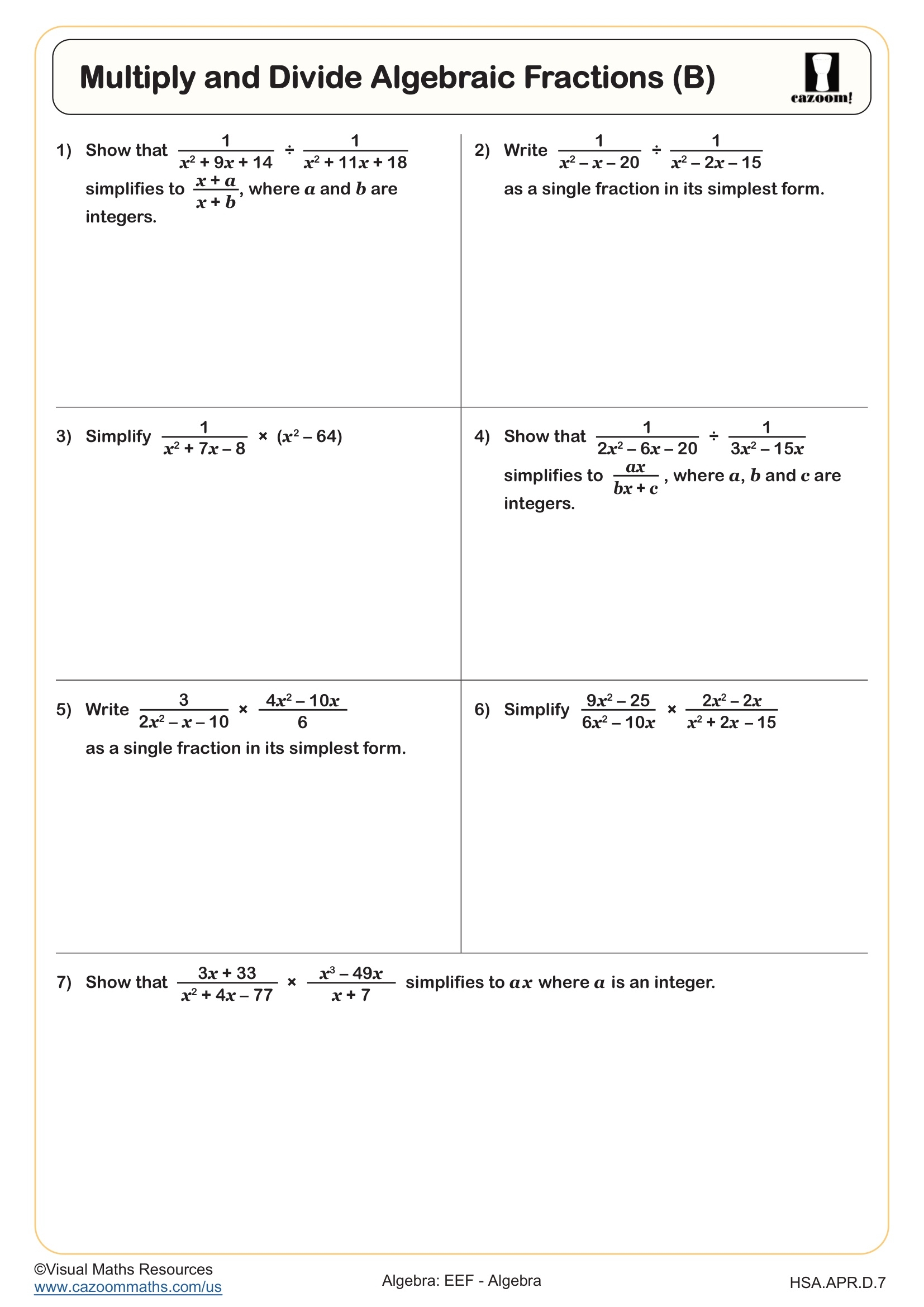 Multiply And Divide Algebraic Fractions B Worksheet Fun And Engaging Algebra II And Integrated Math II Worksheet Multiply And Divide Algebraic Fractions B Worksheet Fun And Engaging Algebra II And Integrated Math II Worksheet
