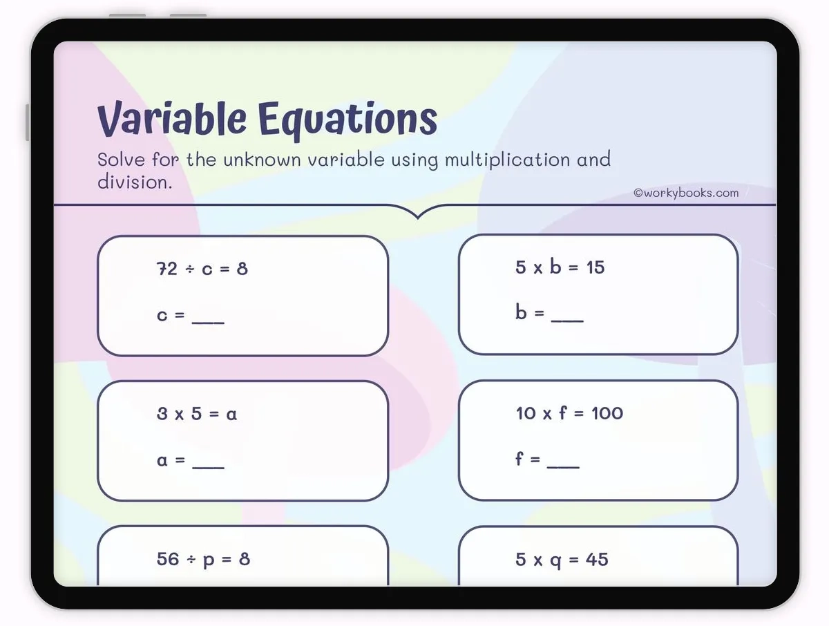 one step equations worksheet multiplication and division