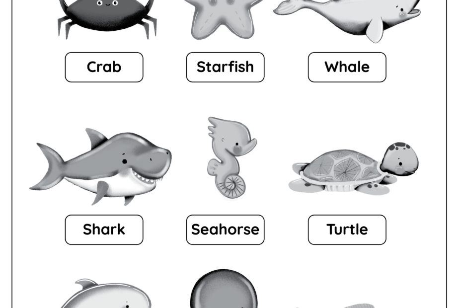 Sea Animals Free Worksheet SKOOLGO